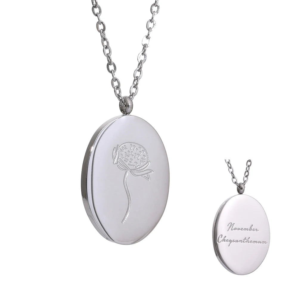 12 month birth flower pendant necklace - product image