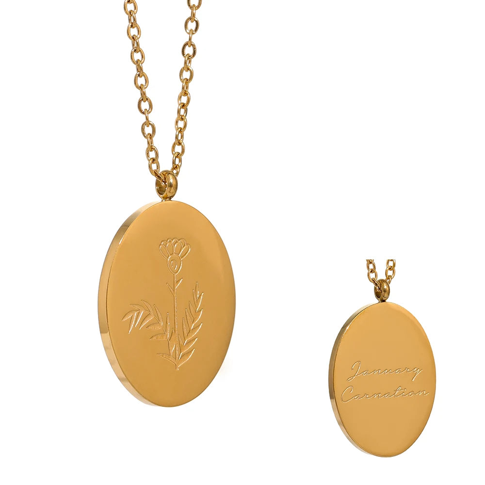12 month birth flower pendant necklace - product image
