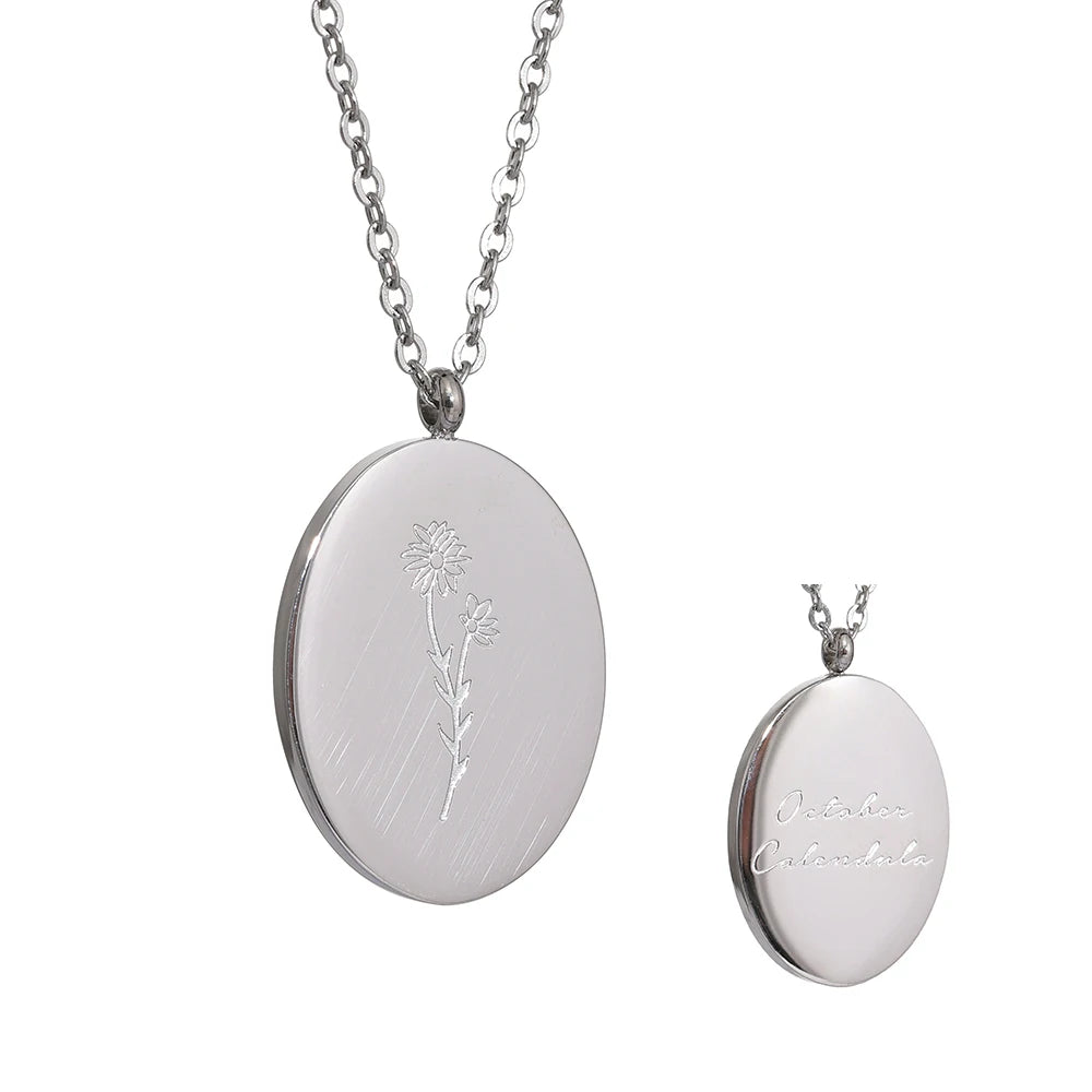 12 month birth flower pendant necklace - product image