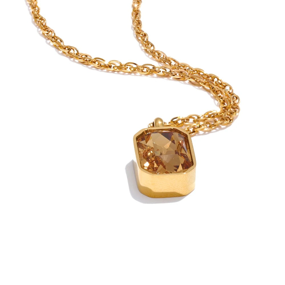 Aaa champagne zirconia square pendant necklace - product image