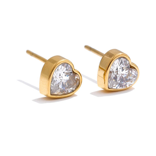Aaa cubic zirconia heart love stud earrings - product image