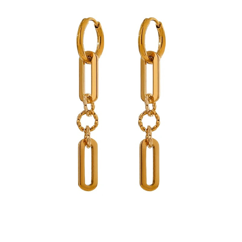 Abstract dangle long earrings gold texture - product image