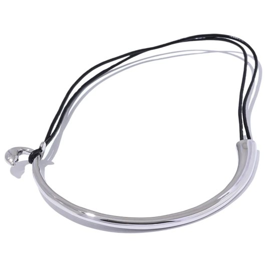 Abstract leather platinum necklace women fashion - product image