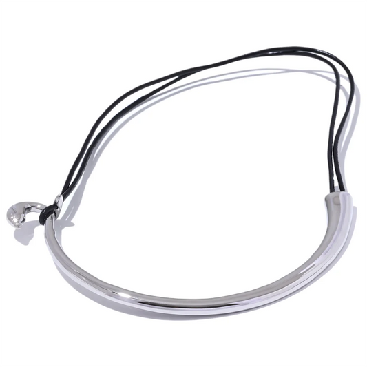 Abstract leather platinum necklace women fashion - product image