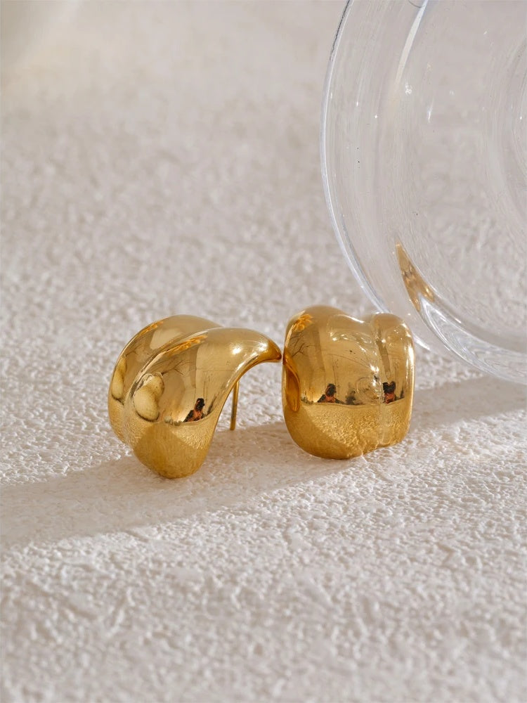 Abstract stainless steel stud earrings - product image