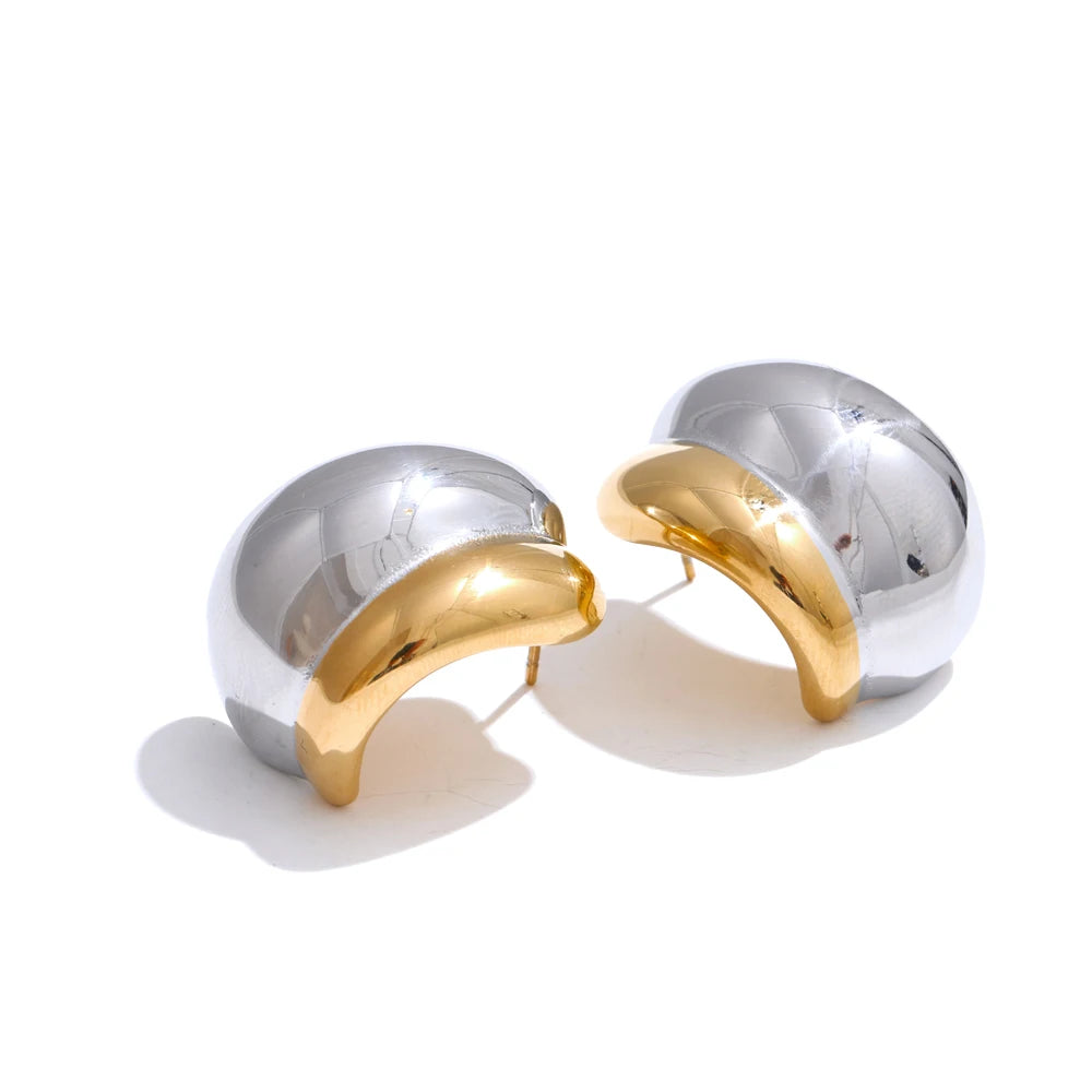 Abstract stainless steel stud earrings - product image