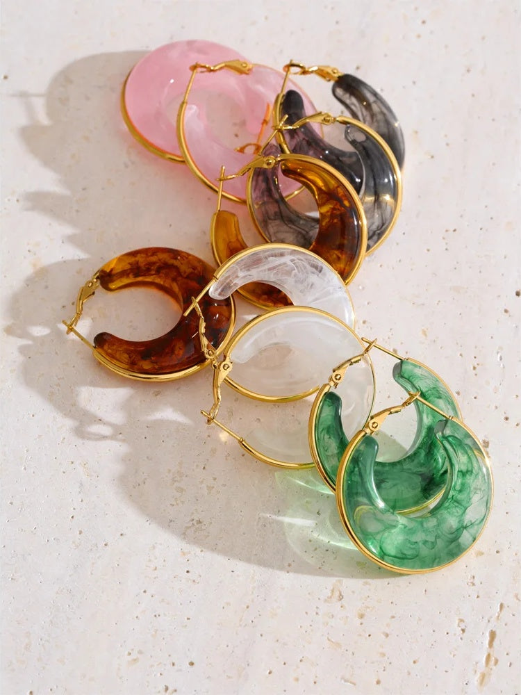 Acetate acrylic chunky hoop earrings - product image