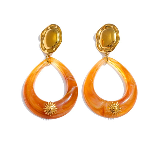 Acrylic water drop hollow dangle earrings - product image