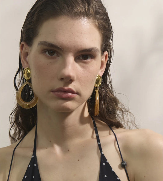 Acrylic water drop hollow dangle earrings - product image