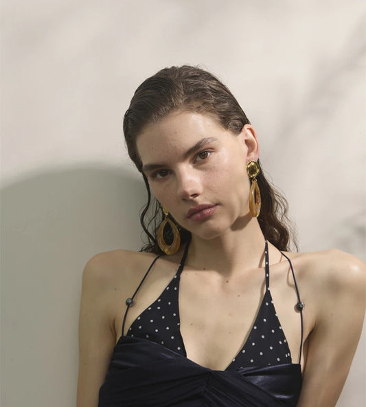 Acrylic water drop hollow dangle earrings - product image
