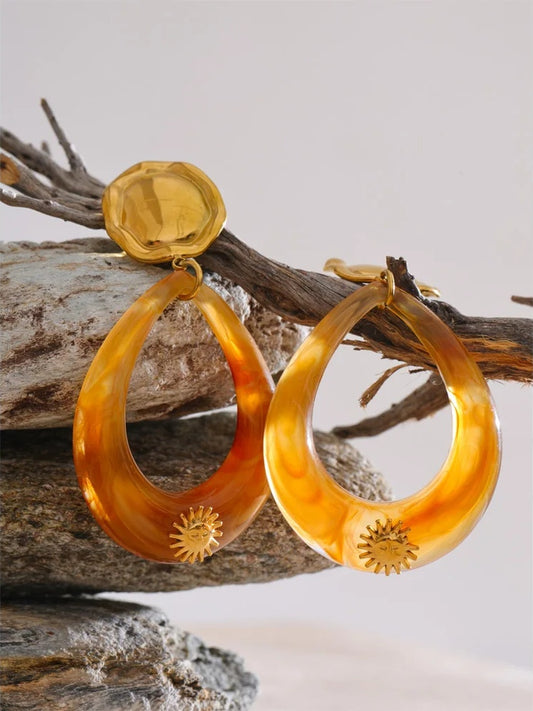 Acrylic water drop hollow dangle earrings - product image