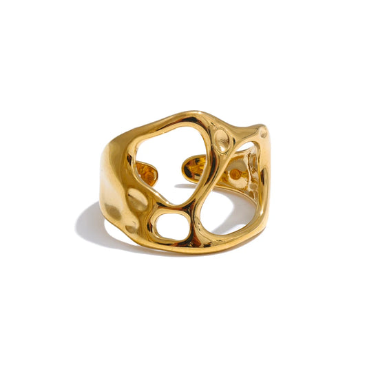 Adjustable abstract hollow open ring women - product image