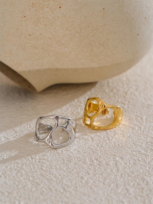 Adjustable abstract hollow open ring women - product image