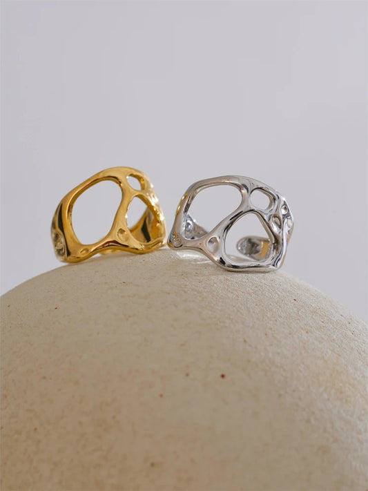 Adjustable abstract hollow open ring women - product image