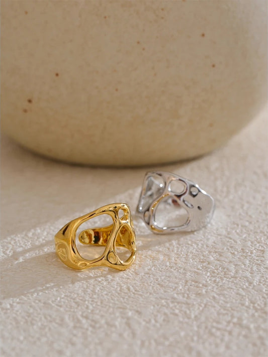 Adjustable abstract hollow open ring women - product image