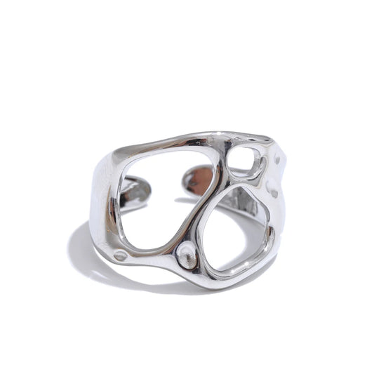 Adjustable abstract hollow open ring women - product image