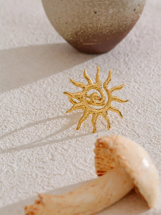 Adjustable abstract sun design women's ring - product image