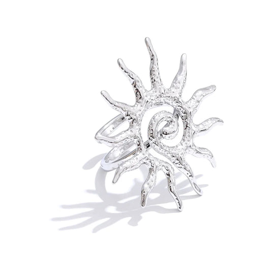 Adjustable abstract sun design women's ring - product image