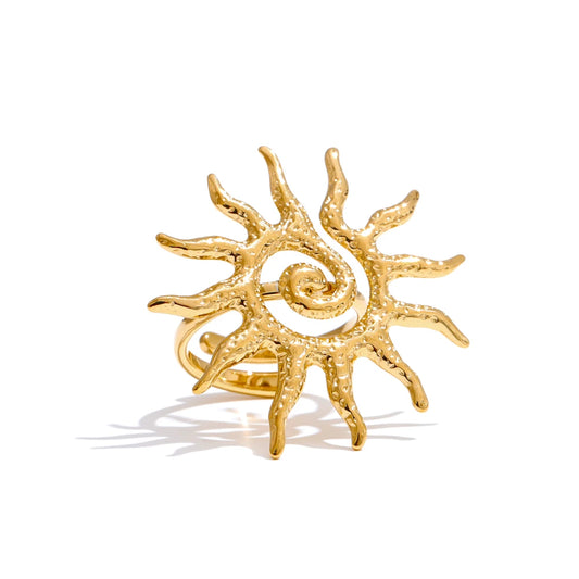 Adjustable abstract sun design women's ring - product image