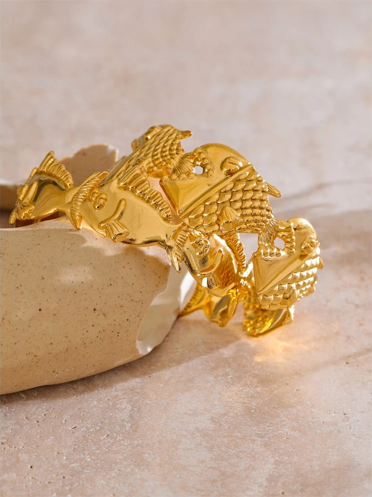 Adjustable metal fish shark cuff bracelet - product image