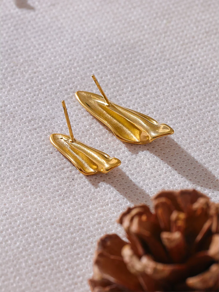 Asymmetrical geometry metal stud earrings gold - product image