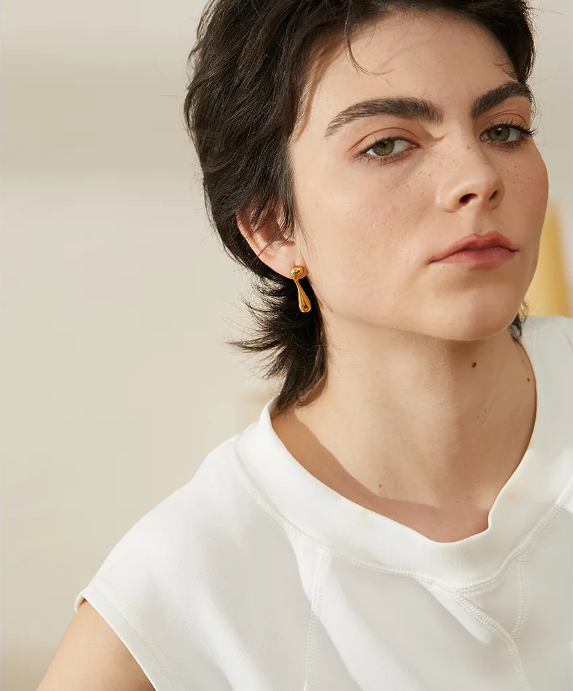 Asymmetry big contemporary push-back stud earrings - product image