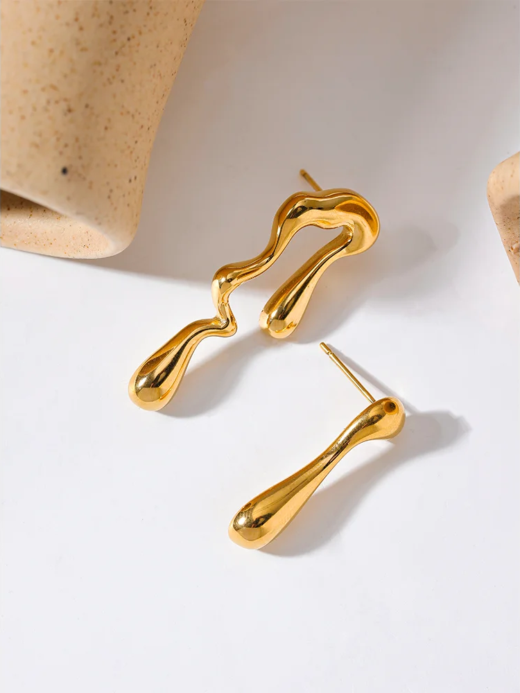 Asymmetry big contemporary push-back stud earrings - product image
