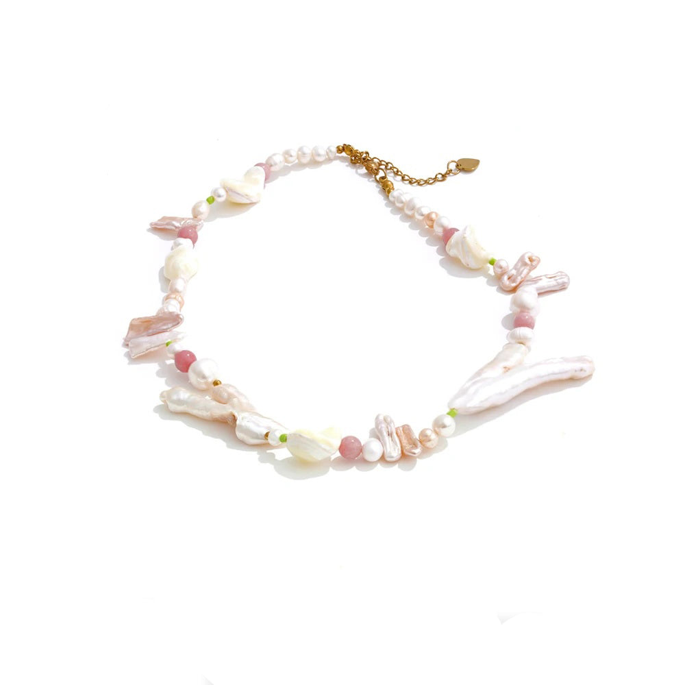 Baroque freshwater pearls chain collar necklace - product image