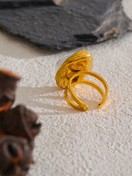 Baroque simulated pearl open resizable ring - product image