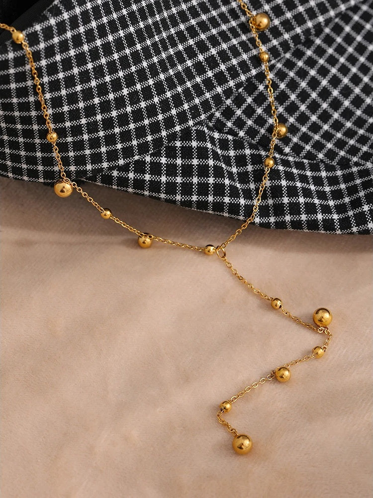 Bead long minimalist ball pendant necklace - product image