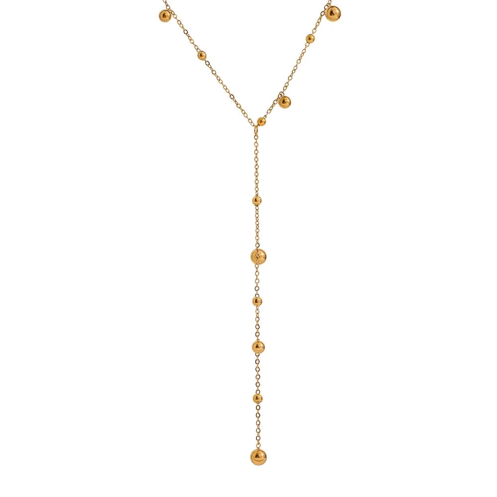 Bead long minimalist ball pendant necklace - product image