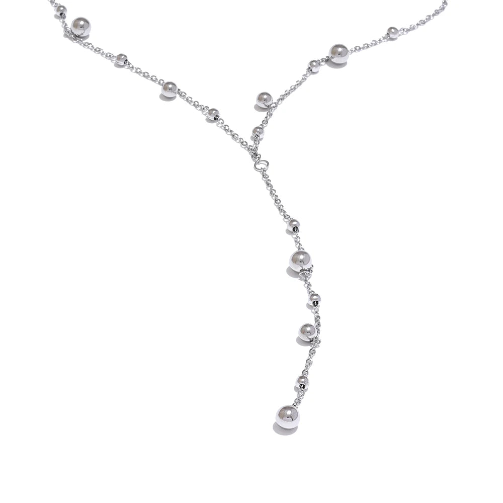 Bead long minimalist ball pendant necklace - product image
