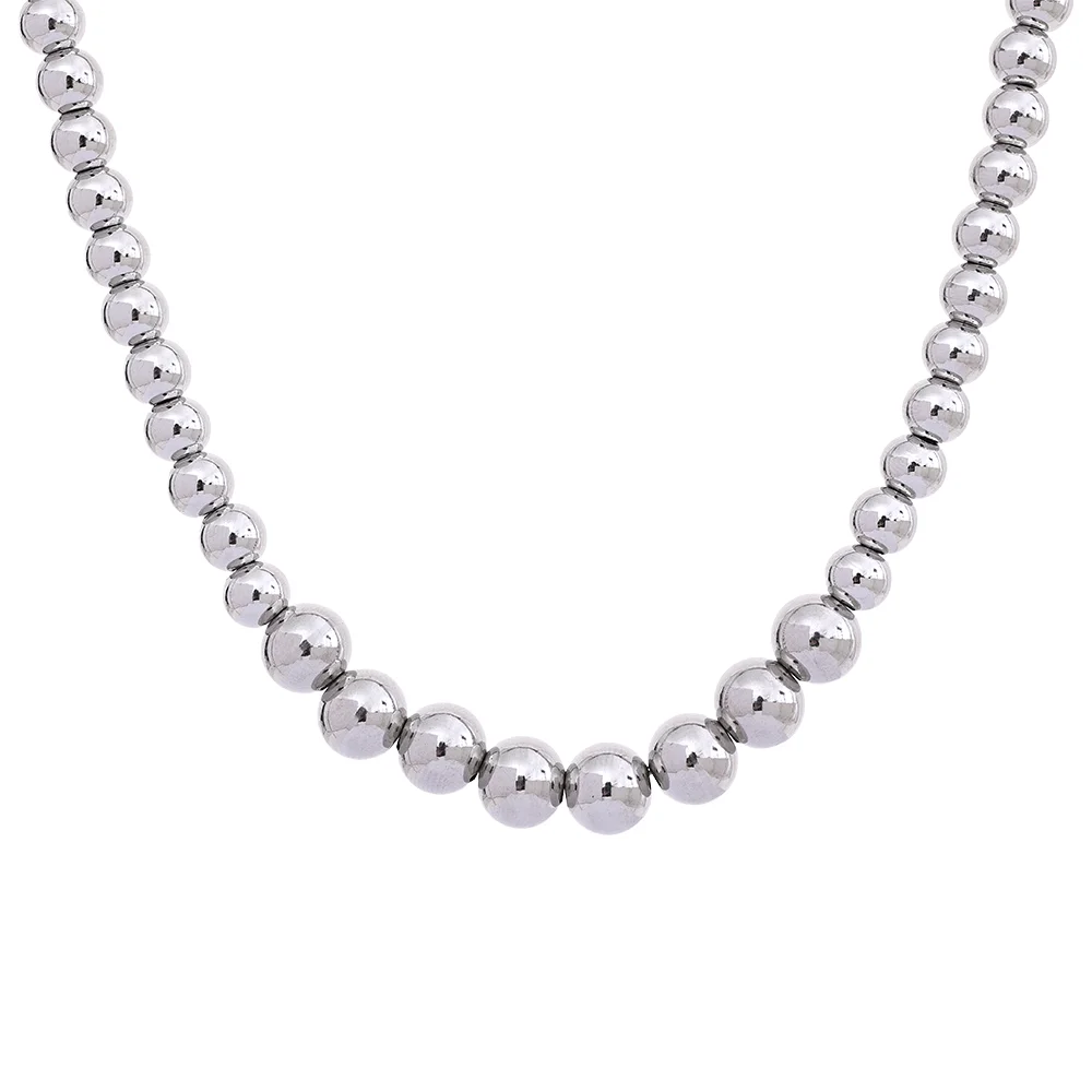 Beaded chain necklace bracelet unisex jewelry set - product image