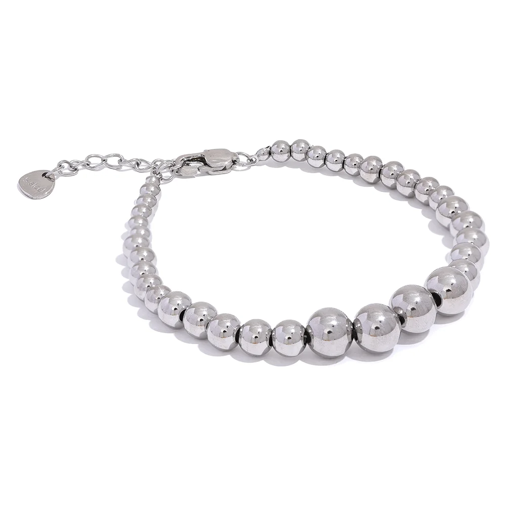 Beaded chain necklace bracelet unisex jewelry set - product image