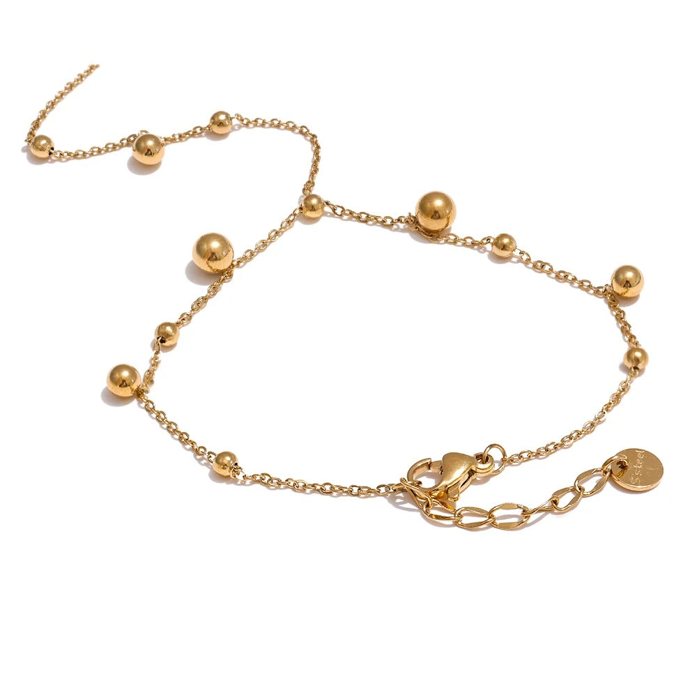 Beads back of hand chain finger bracelet gold color - product image