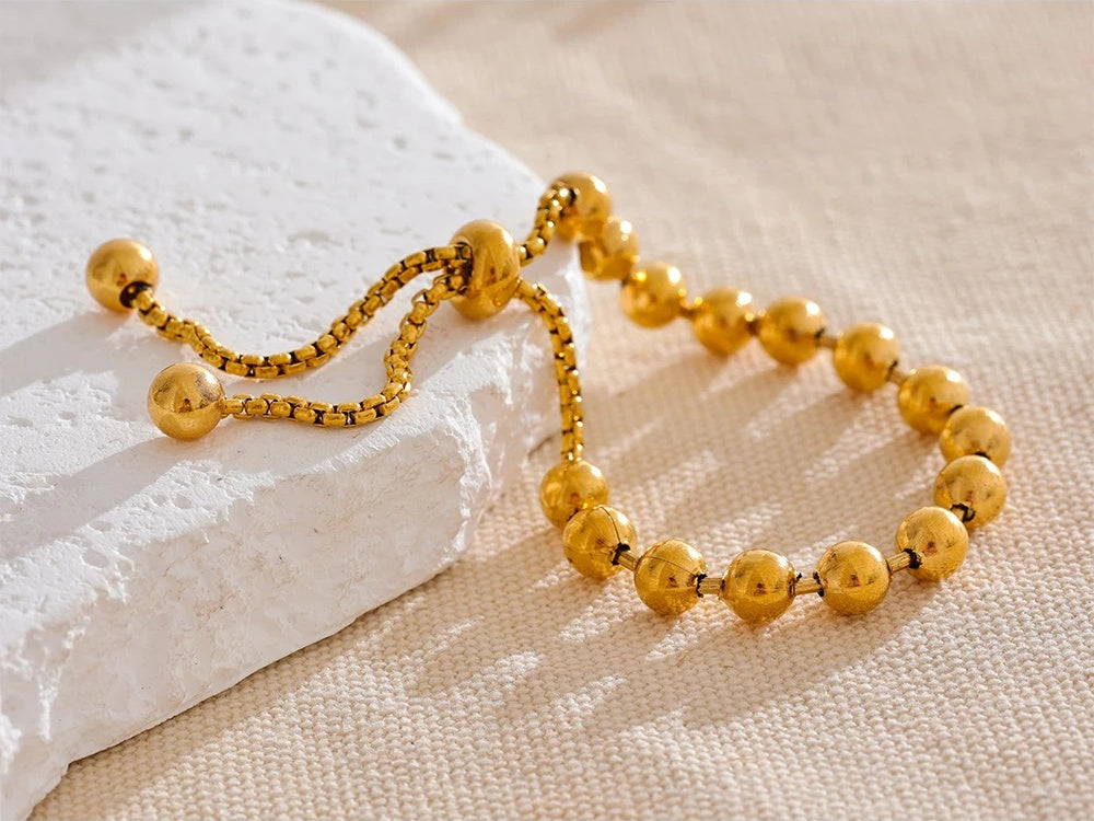 Beads chain adjustable abstract charm bracelet - product image