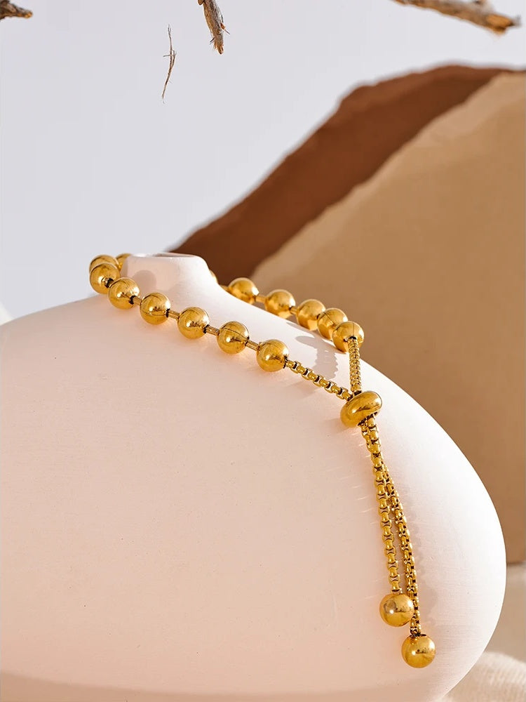 Beads chain adjustable abstract charm bracelet - product image