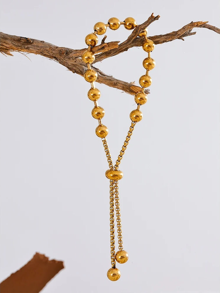 Beads chain adjustable abstract charm bracelet - product image