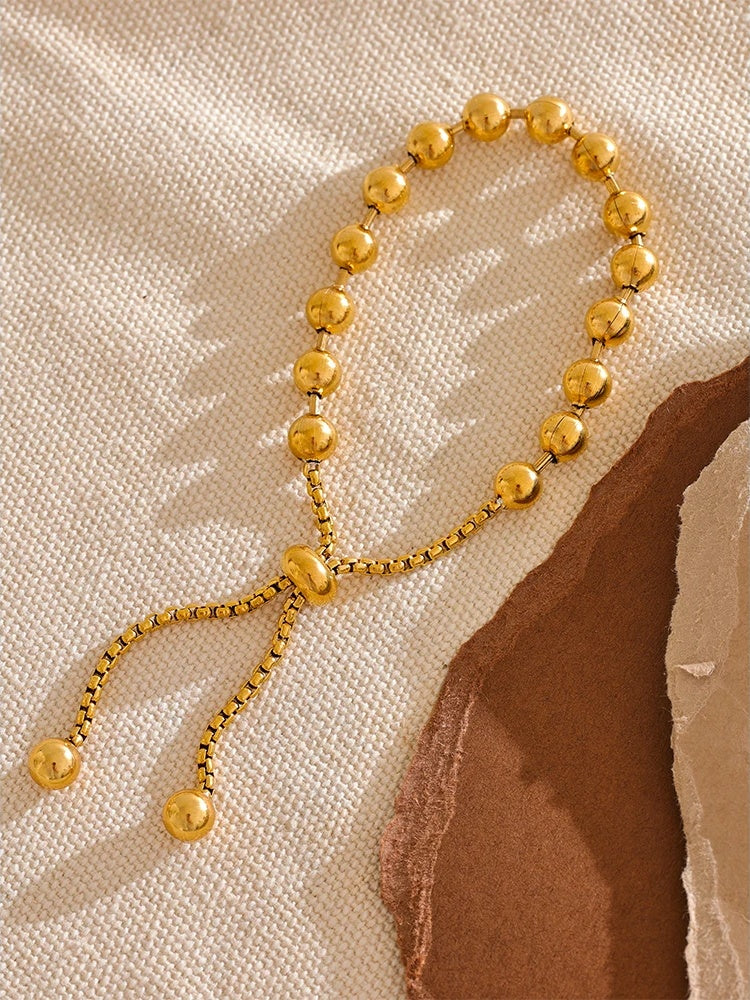 Beads chain adjustable abstract charm bracelet - product image