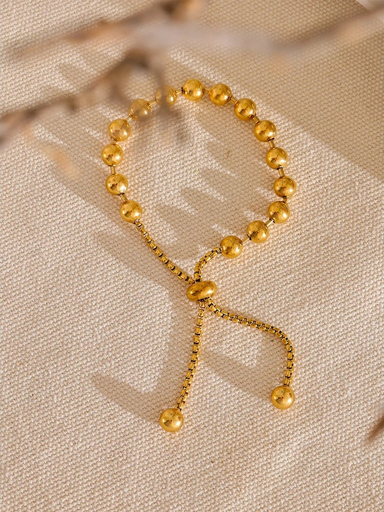 Beads chain adjustable abstract charm bracelet - product image