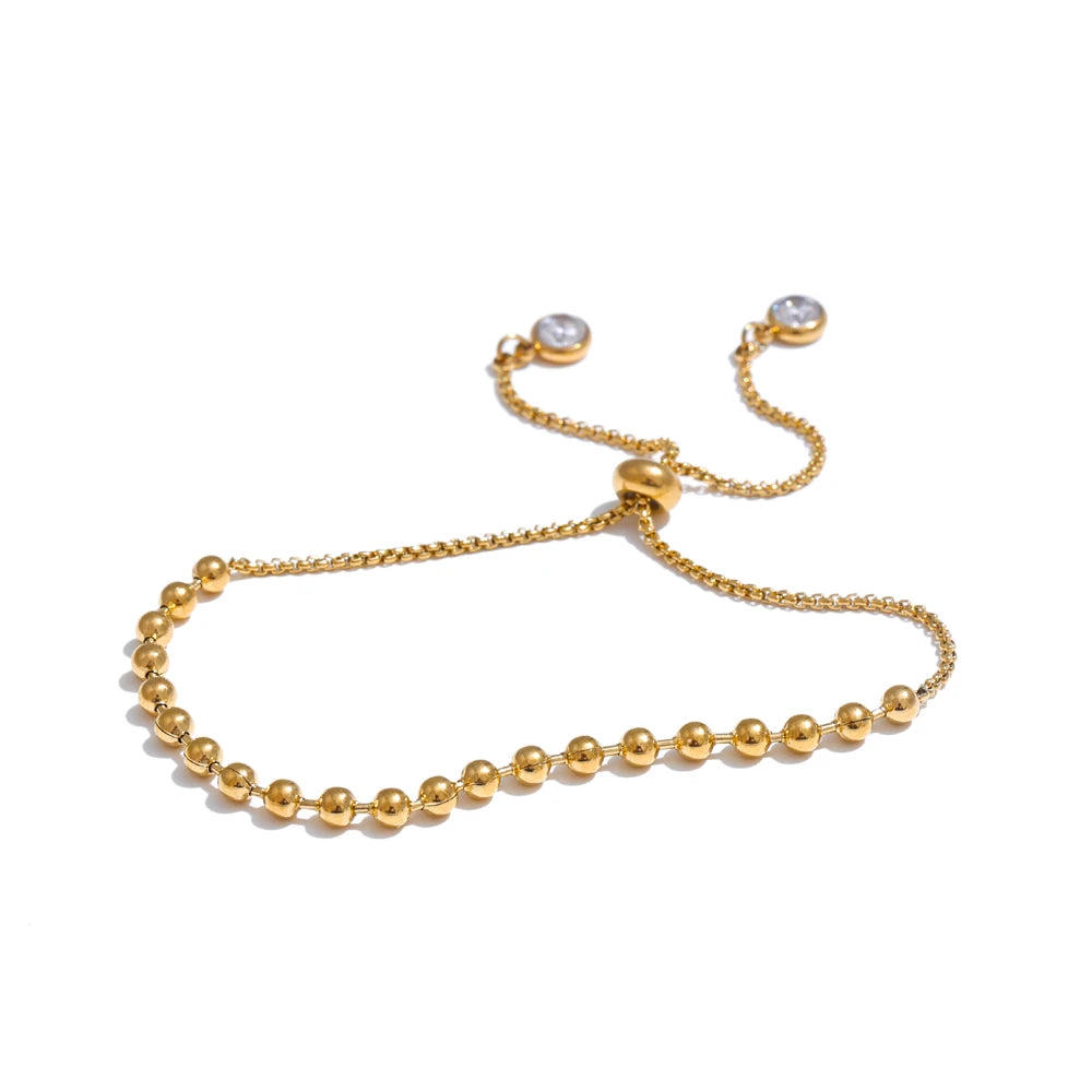 Beads chain adjustable necklace bracelet set - product image
