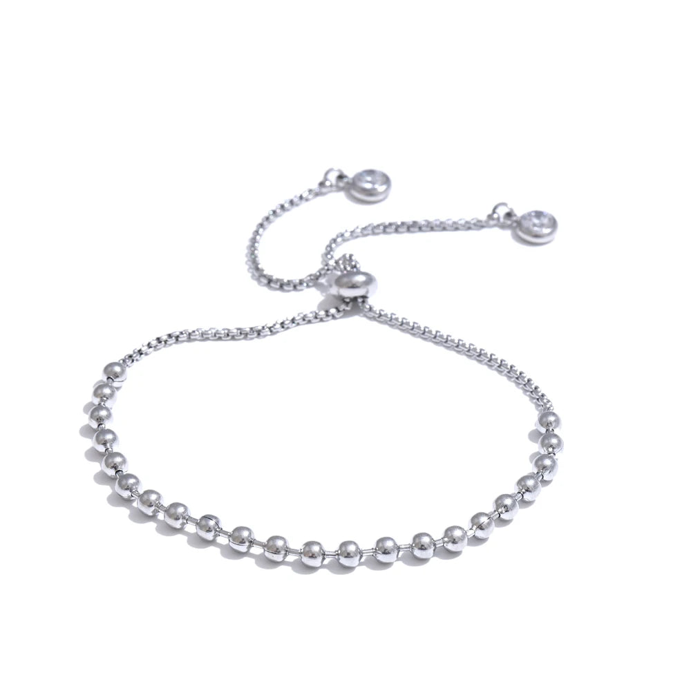 Beads chain adjustable necklace bracelet set - product image