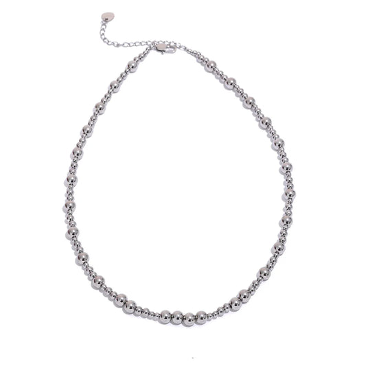 Beads chain minimalist metal texture necklace - product image