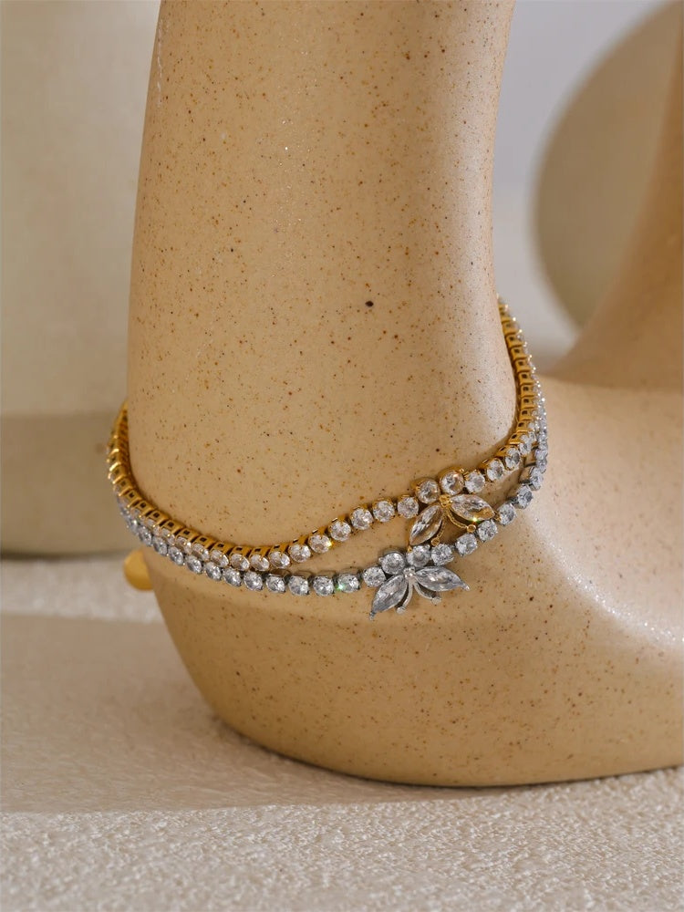 Bling cubic zirconia butterfly charm bracelet - product image