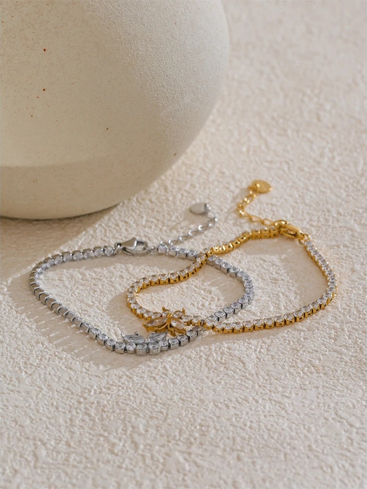 Bling cubic zirconia butterfly charm bracelet - product image