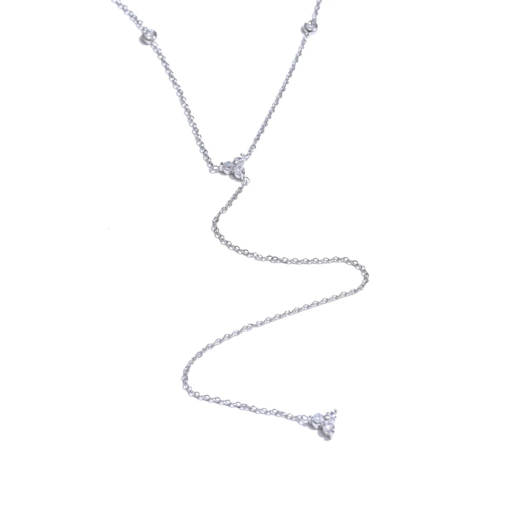 Bling cubic zirconia long thin chain pendant necklace - product image