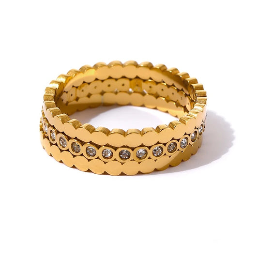 Bling cubic zirconia modern wedding finger ring - product image