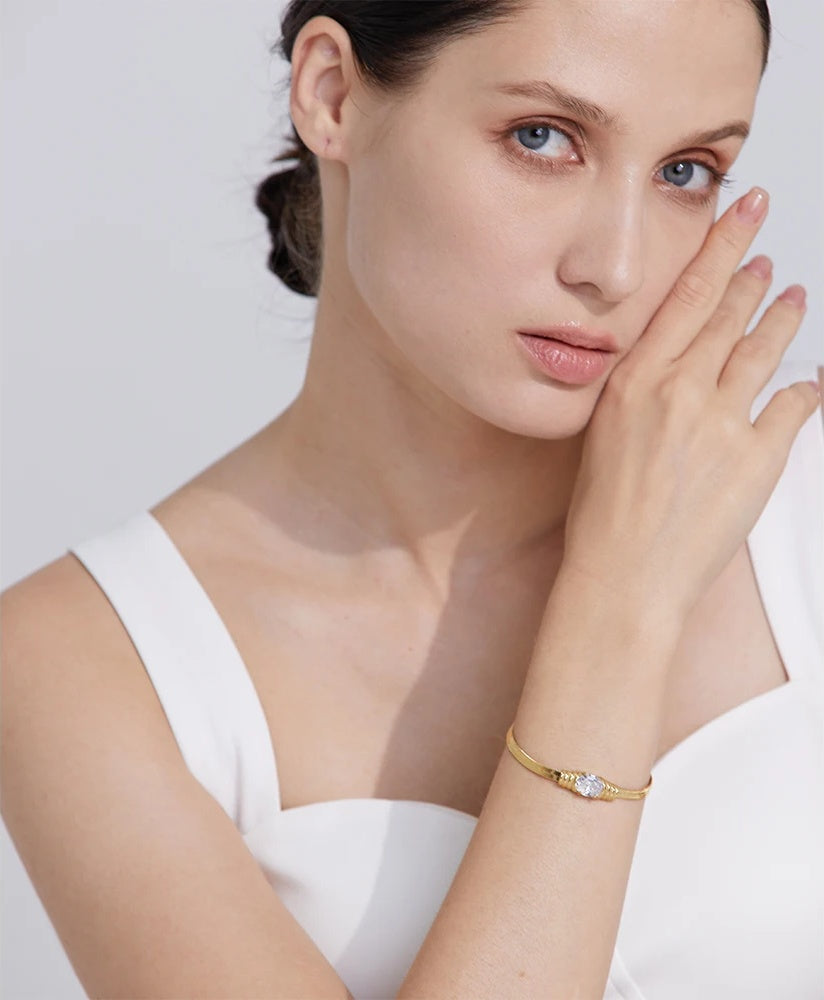 Bling cubic zirconia snake chain bracelet - product image