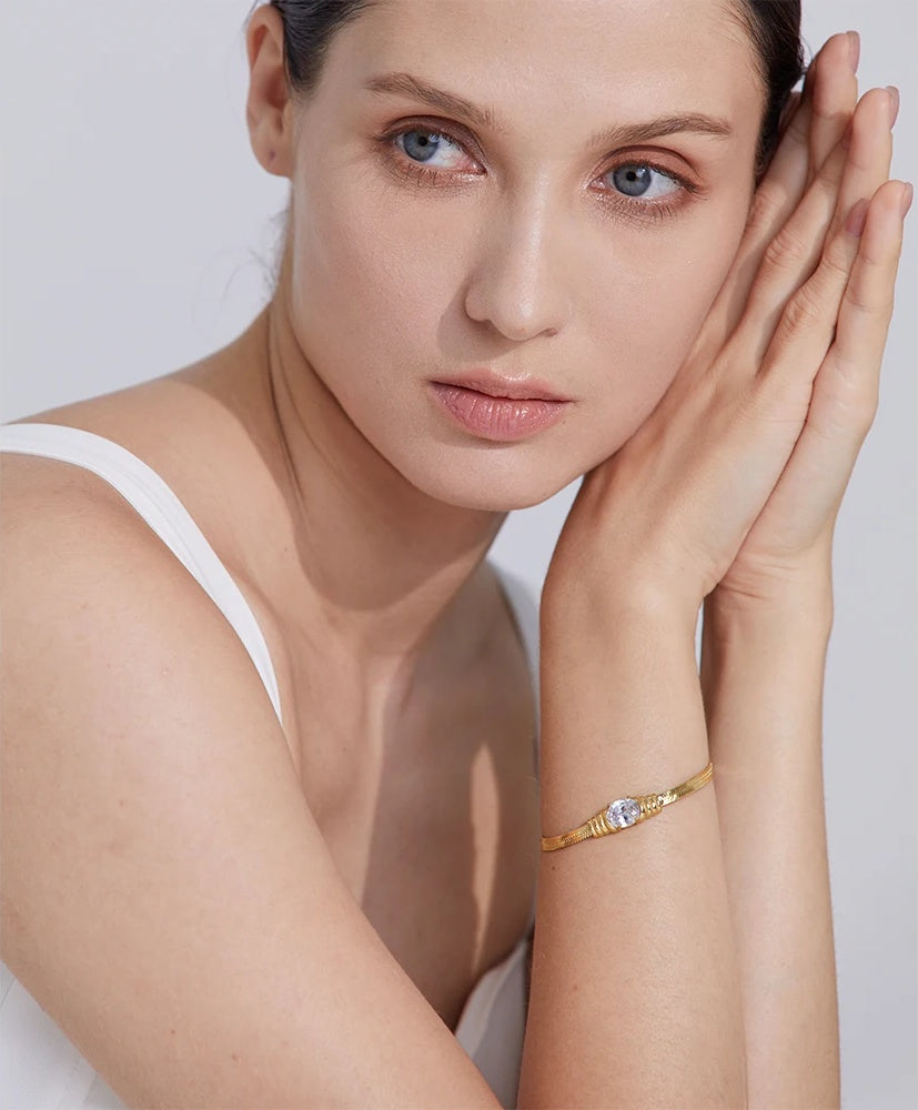 Bling cubic zirconia snake chain bracelet - product image