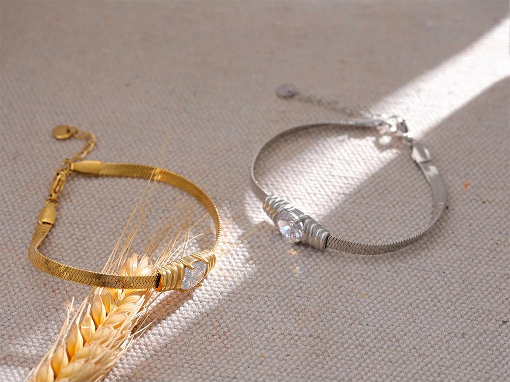 Bling cubic zirconia snake chain bracelet - product image